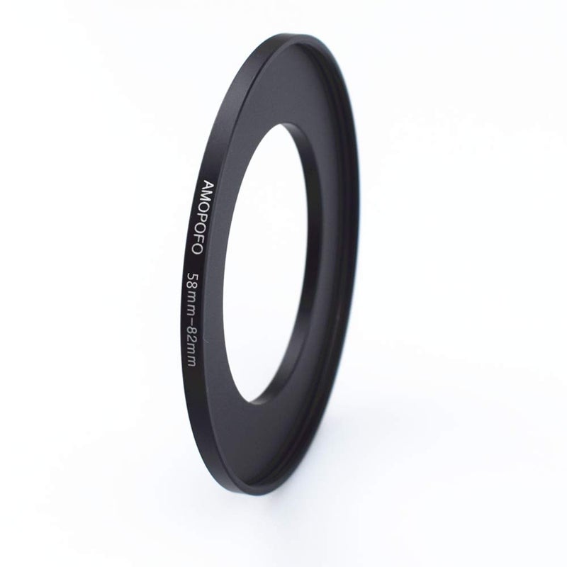 Amopofo 58-82mm Metal Ring/58mm to 82mm Step-Up Ring for Filters,Made of CNC Machined Space Aluminum with Matte Black Electroplated Finish,Compatible with All 58mm Camera Lenses & 82mm Accessories - Image 1